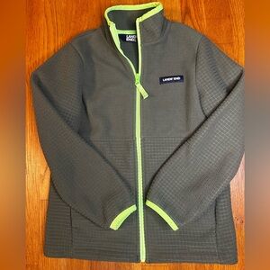 Boys Lands' End Dark Green Fleece Jacket with Bright Green Trim